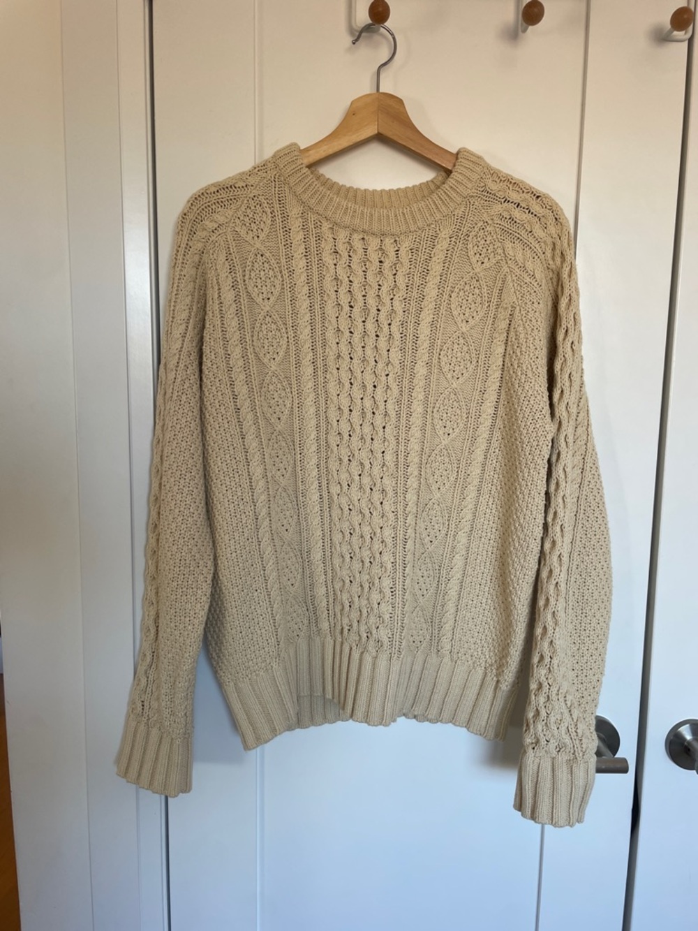 L.L. Bean Cream Cable Knit Sweater